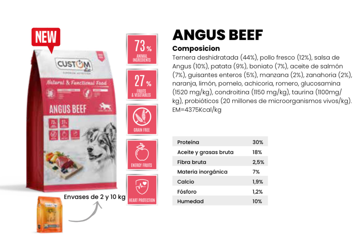 Pienso Custom Diet Angus Beef Perro Adulto con Ternera y Pollo – 10 kg - Imagen 2